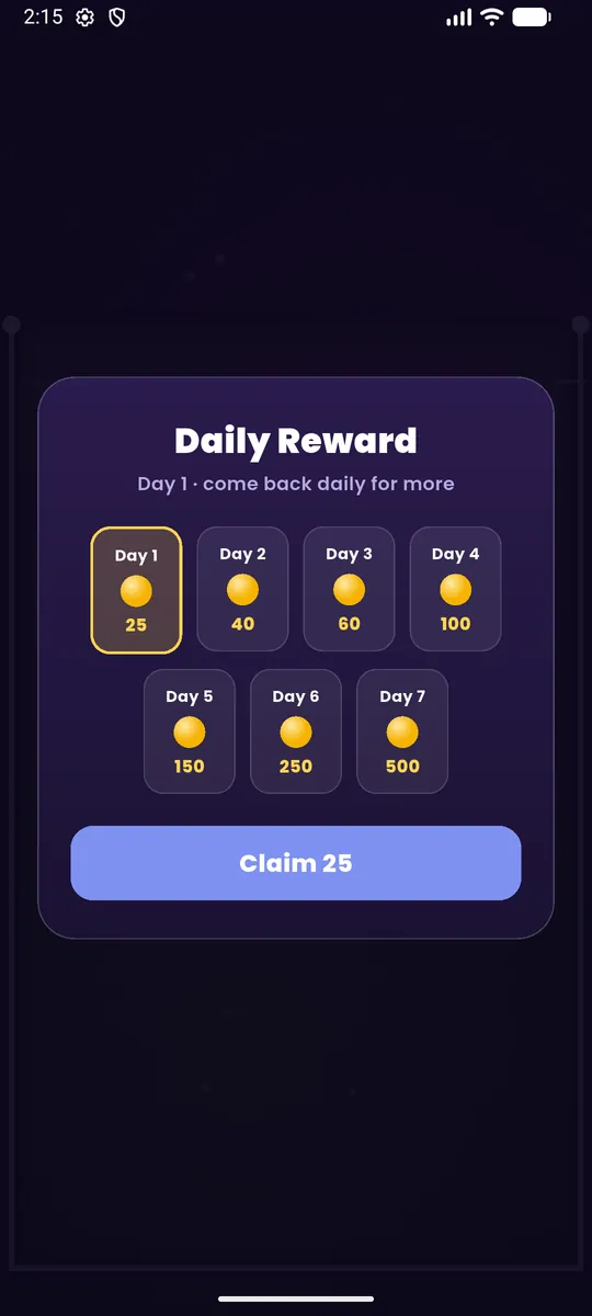 Cascade — 7-day reward ladder